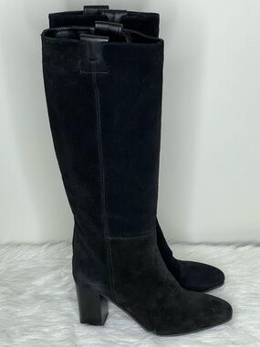 Aquatalia Delle Black Suede Knee High Boots Size 6.5